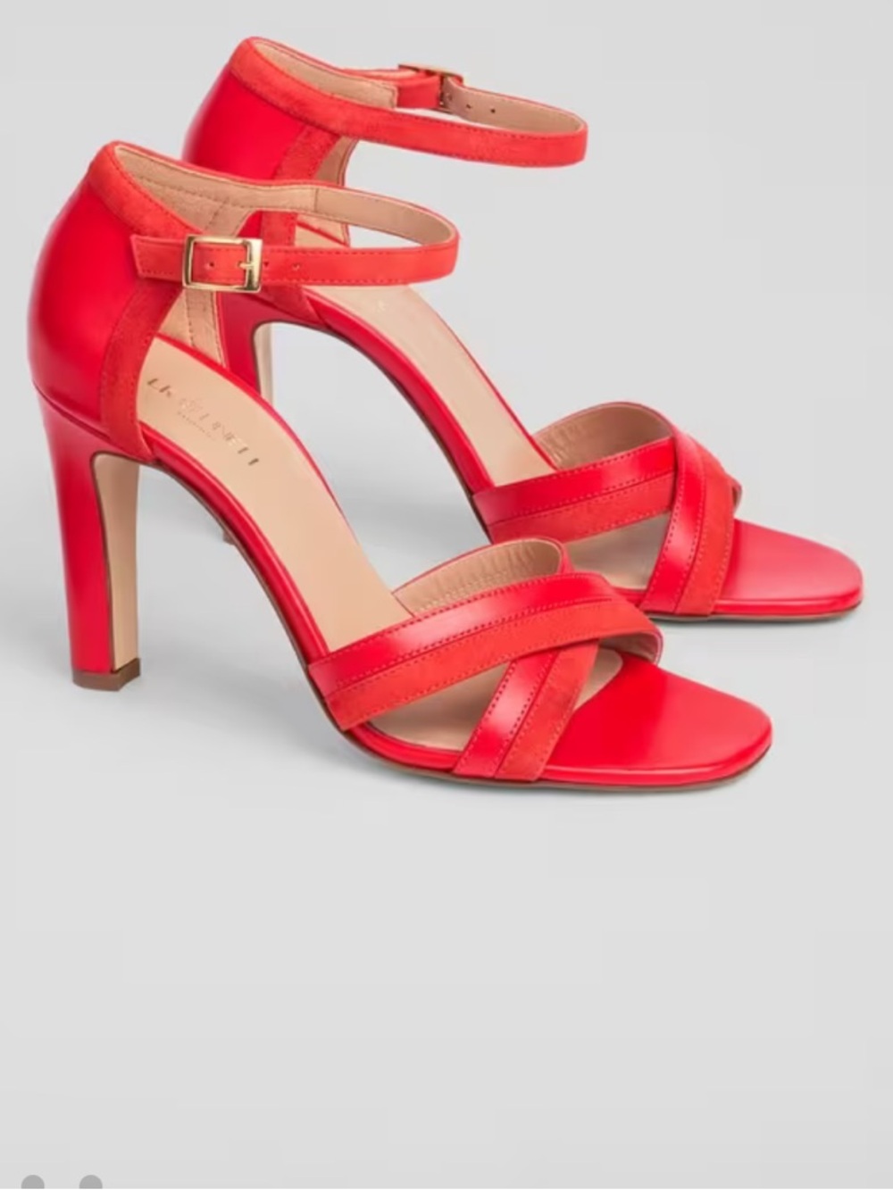 LK Bennett Lennon Red Suede & Nappa Ankle-Strap Sandal